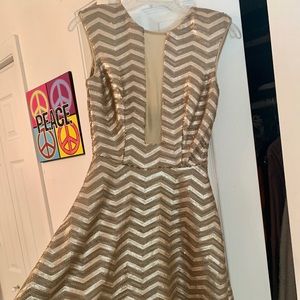 Bebe sequin gold skater dress